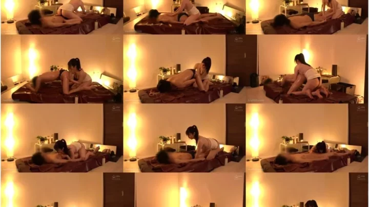 Screenshot 1 from [498DDH-124] 初っ端からミニスカートが捲れ上がってパンツが見えるメンエス嬢。動くたびに揺れる大きく開いた胸の谷間。施術中にオッパイをグイグイ当ててくる不必要な動き！腰をグリグリ擦り付けてくる悪魔のようなマッサージ！警戒心が消えて、激しい騎乗位と乳首責めで何度も中で発射してしまう…。