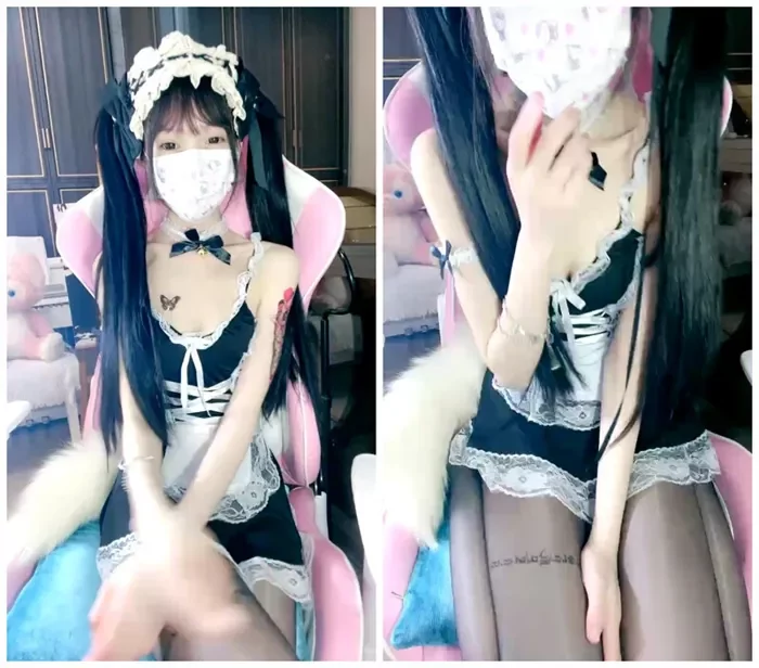 タイツ姿のツインテールメイドが魅せるライブ配信