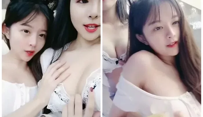 女神の美貌、姉妹バトルが熱い！ レオタードと赤色ストッキングで魅了する最高の美人脚部【触り合い】