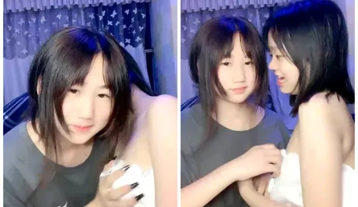 二人とも0歳の新人美女！可愛いキスと胸を揉むシーン、未使用の秘処特写が繊細に描写されるウェブカメラ配信動画【お若い/ブラックパンツ】