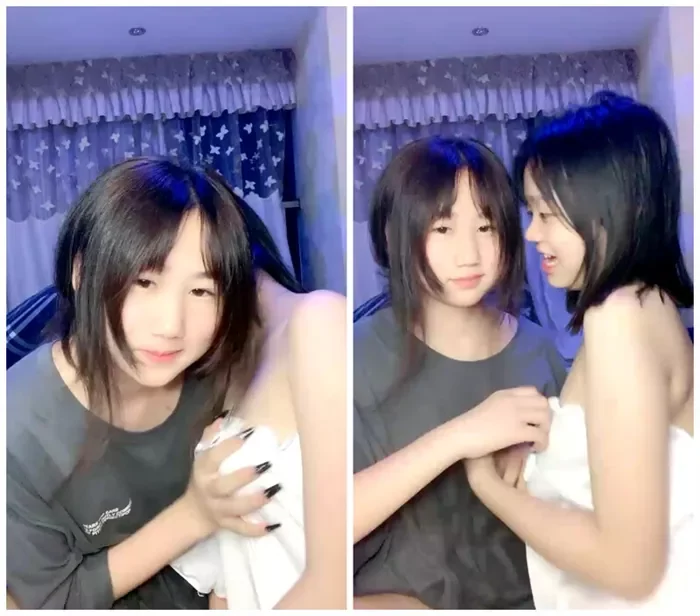 二人とも0歳の新人美女！可愛いキスと胸を揉むシーン、未使用の秘処特写が繊細に描写されるウェブカメラ配信動画【お若い/ブラックパンツ】