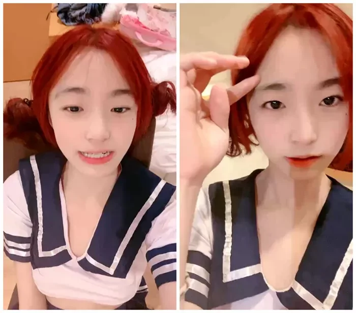 赤髪のツインテール制服娘 お茶目でセクシーな姿を堪能