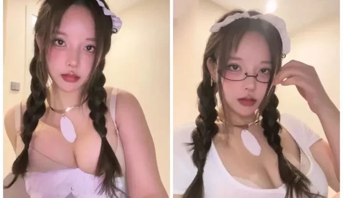 超絶美女 ユーバイラー！ボンバーウェストと爆乳の衝撃的美人、メガネ女仆服に挑戦！