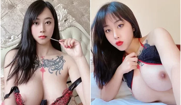 刺青とウェーブヘアの長身美女が配信ライブで大胆露出